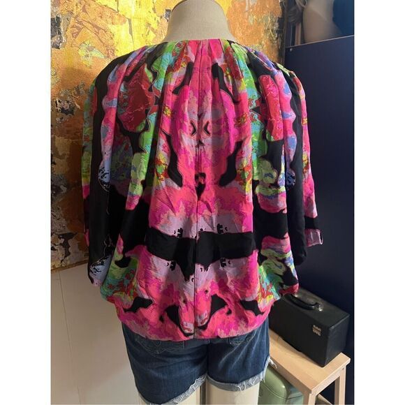 Stunning Mara Hoffman Neon Bright Silk Butterfly Style Blouse Size 6 - Picture 5 of 10